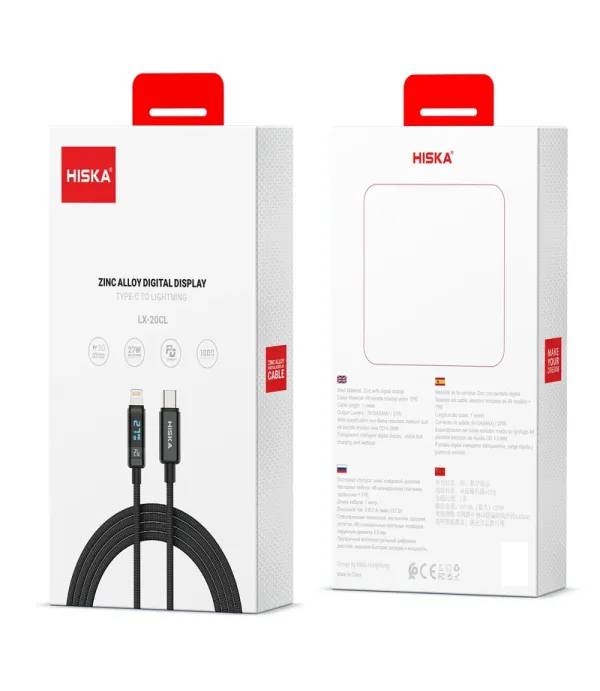 کابل شارژ USB-C به لایتنینگ هیسکا مدل LX-20CL طول 1 متر