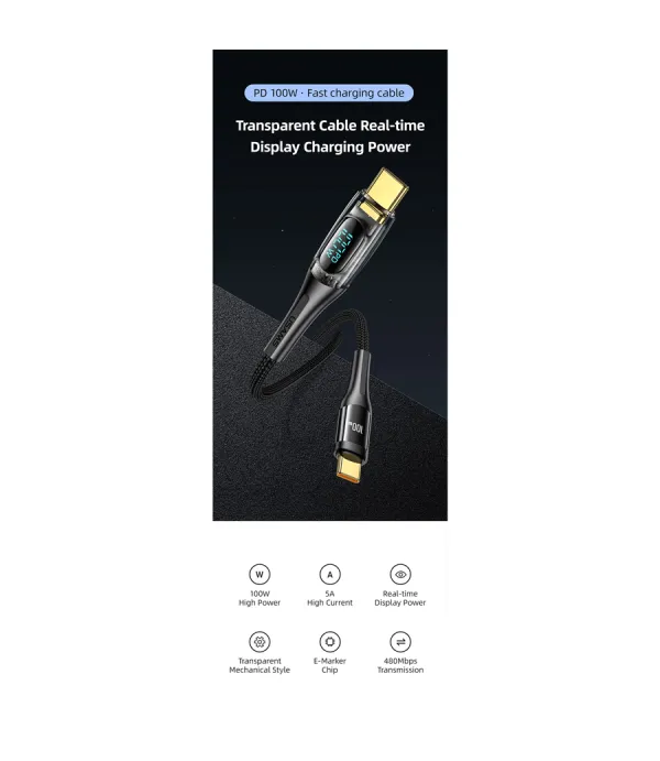 کابل شارژ و تبدیل USB-C به USB-C یوسمز مدل Sj590 طول 1.2 متر