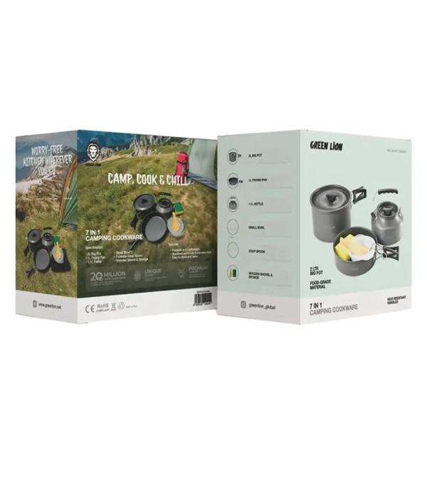 ست ظروف آشپزی کمپینگ گرین لاین Green Lion 7 IN 1 Camping Cookware