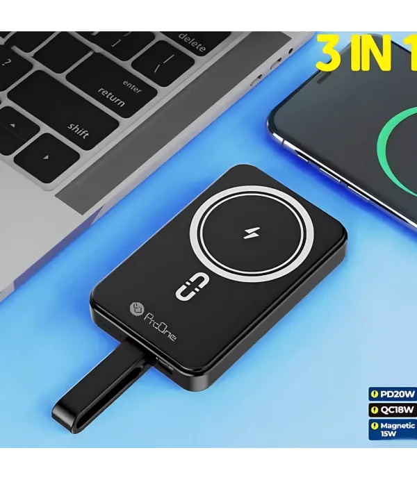 پاور بانک وایرلس مگنتی 20 وات 10000 با کابل تایپ سی پرووان ProOne PPB5118 Portable Wireless Power Bank 10000mAh