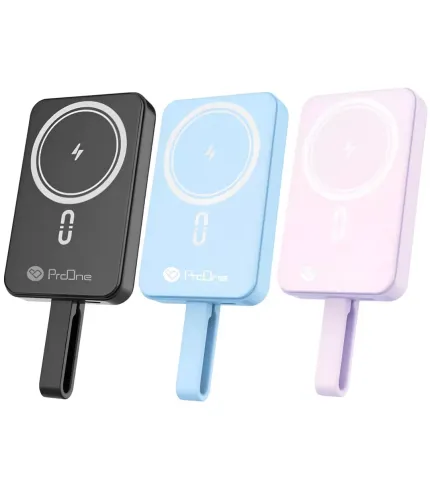 پاور بانک وایرلس مگنتی 20 وات 10000 با کابل تایپ سی پرووان ProOne PPB5118 Portable Wireless Power Bank 10000mAh