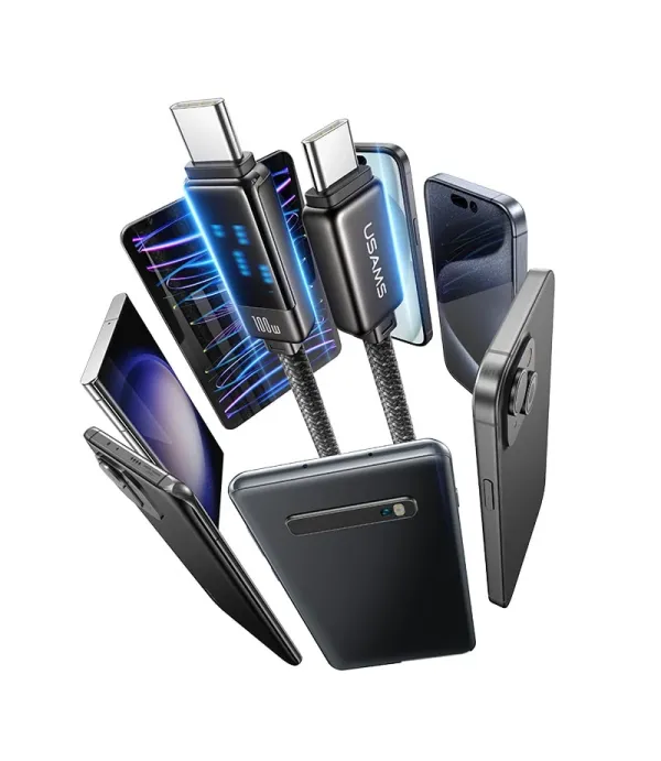 کابل شارژ و تبدیل 2 سر تایپ سی (USB-Type-C) 100 واتی یوسمز مدل SJ744 