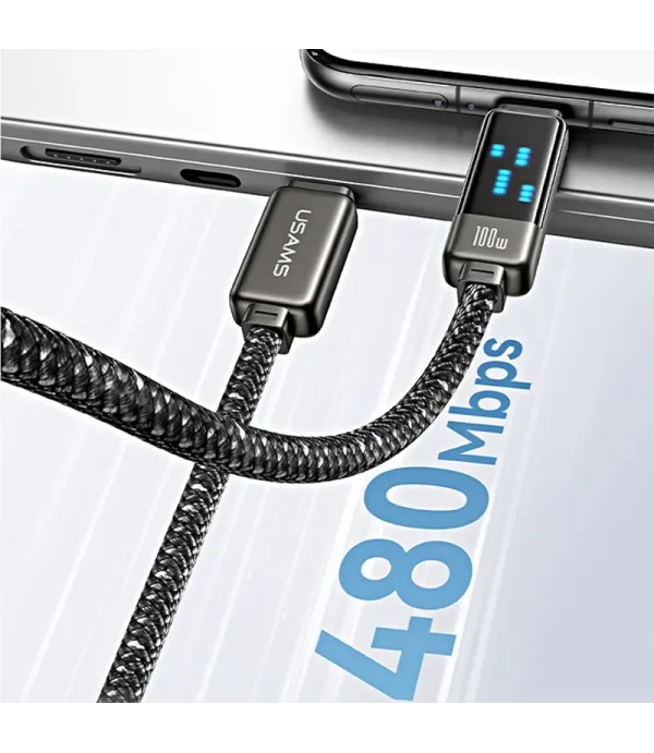 کابل شارژ و تبدیل 2 سر تایپ سی (USB-Type-C) 100 واتی یوسمز مدل SJ744 