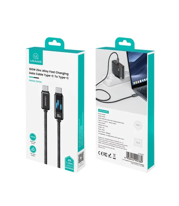 کابل شارژ و تبدیل 2 سر تایپ سی (USB-Type-C) 100 واتی یوسمز مدل SJ744 