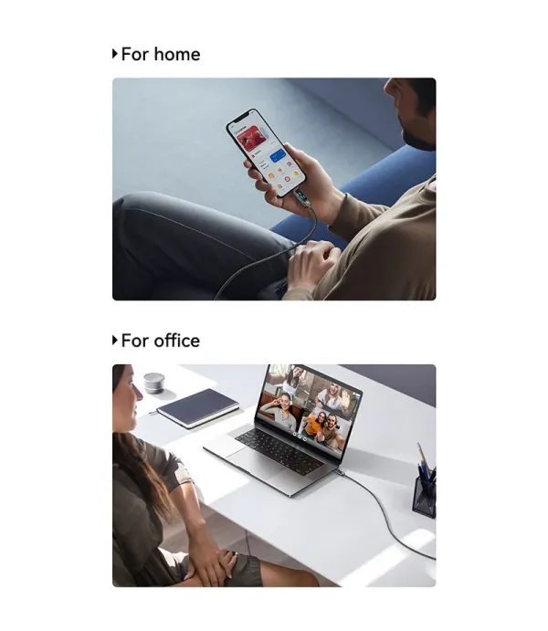 کابل شارژ و تبدیل 2 سر تایپ سی (USB-Type-C) 100 واتی یوسمز مدل SJ744 