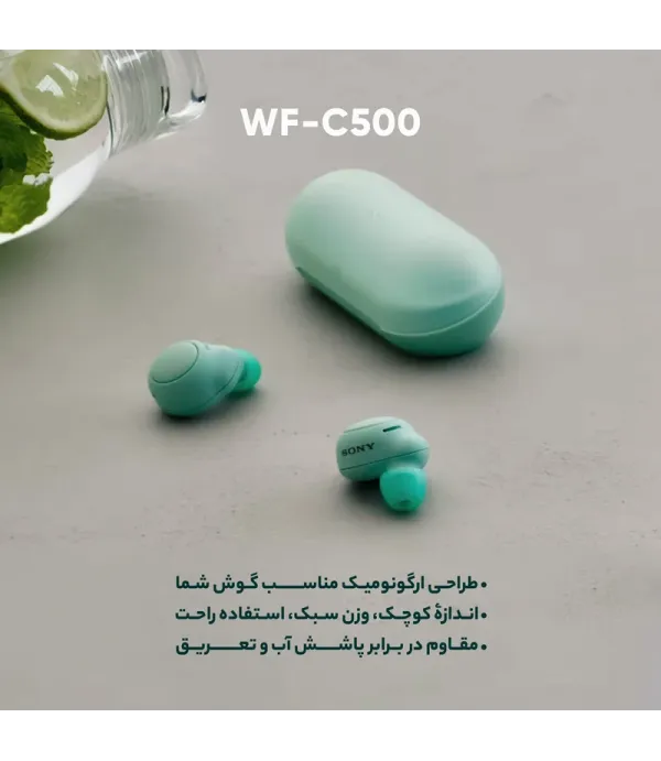 هدفون بلوتوثی سونی مدل WF-C500 دو گوشی، با رابط بلوتوث، مناسب برای کاربری عمومی