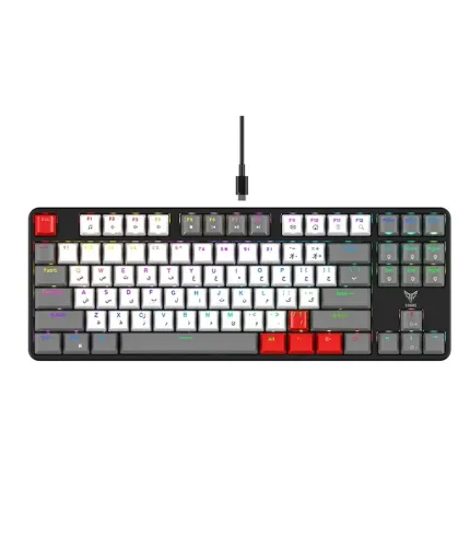 کیبورد گیمینگ هیسکا مدل HX-KEG440، سوییچ مکانیکال آبی، Tenkeyless، نورپردازی RGB
