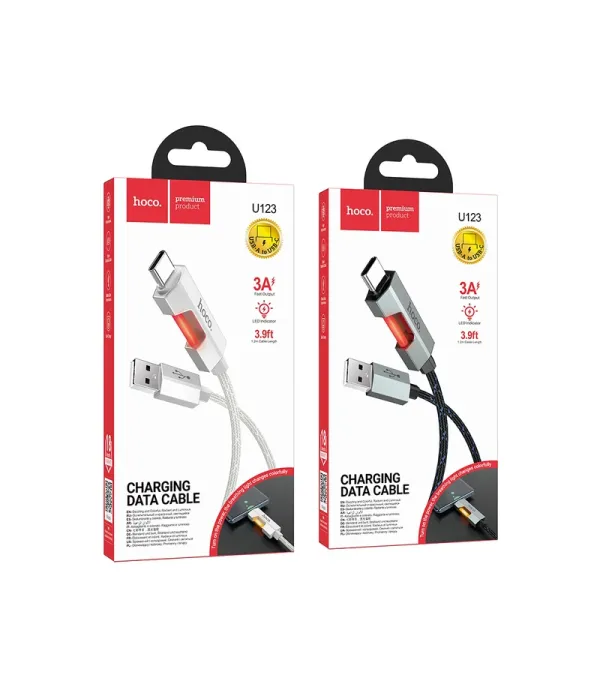 کابل شارژ و تبدیل USB به USB-C هوکو مدل U123 طول 1.2 متر