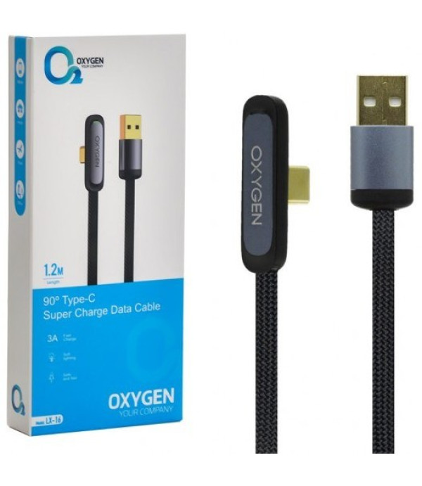 کابل شارژ و تبدیل USB به Type-C اکسیژن OXYGEN LX-16 سری 90 درجه
