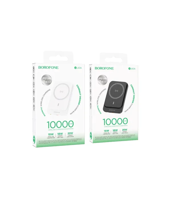 پاوربانک بروفون مدل BJ63A WIRELESS PD+QC3.0 20W ظرفیت 10000 میلی‌ آمپر ساعت