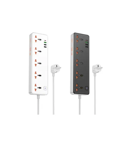 شارژر و چندراهی برق 2500 وات هوکو مدل Hoco Multifunctional Safety Socket AC14A 5-POSITION 30W (EU)