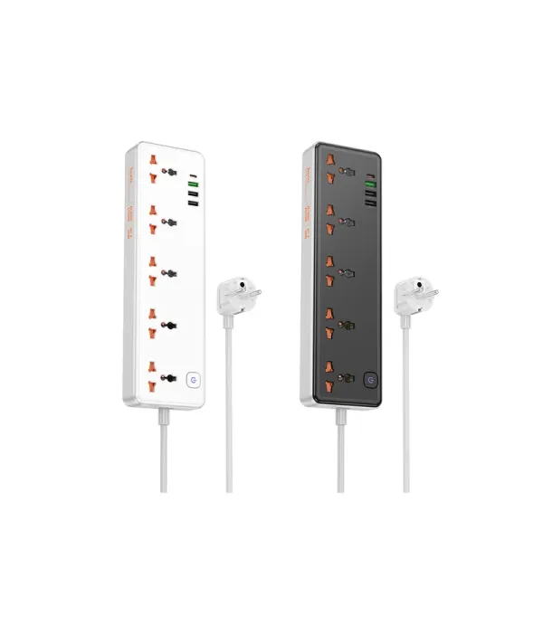 شارژر و چندراهی برق 2500 وات هوکو مدل Hoco Multifunctional Safety Socket AC14A 5-POSITION 30W (EU)