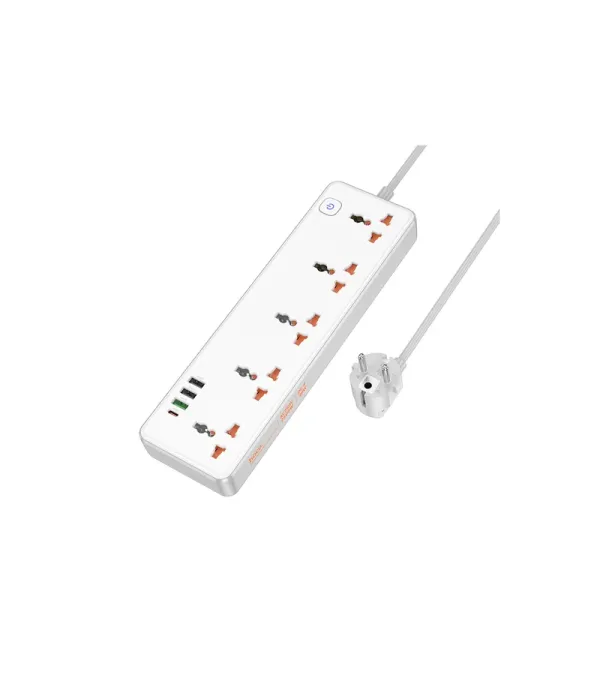 شارژر و چندراهی برق 2500 وات هوکو مدل Hoco Multifunctional Safety Socket AC14A 5-POSITION 30W (EU)