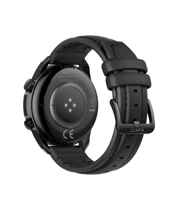ساعت هوشمند هویت با تغییر طرح ساعت یا تم، ضد آب بند چرم مصنوعی مدل Havit M9030 PRO Blood Oxygen Body Temperature Wireless Charging Digital Watches IP68 Waterproof High Resolution Smart Watch