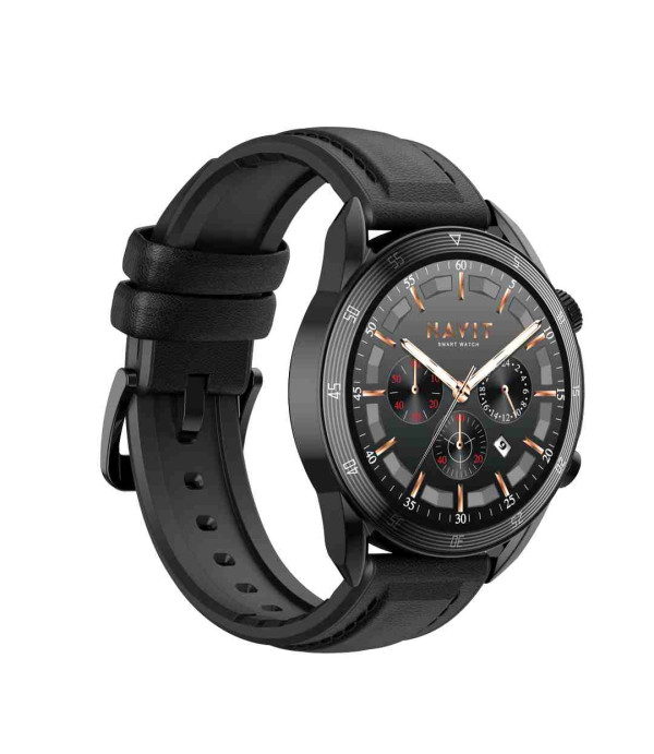 ساعت هوشمند هویت با تغییر طرح ساعت یا تم، ضد آب بند چرم مصنوعی مدل Havit M9030 PRO Blood Oxygen Body Temperature Wireless Charging Digital Watches IP68 Waterproof High Resolution Smart Watch