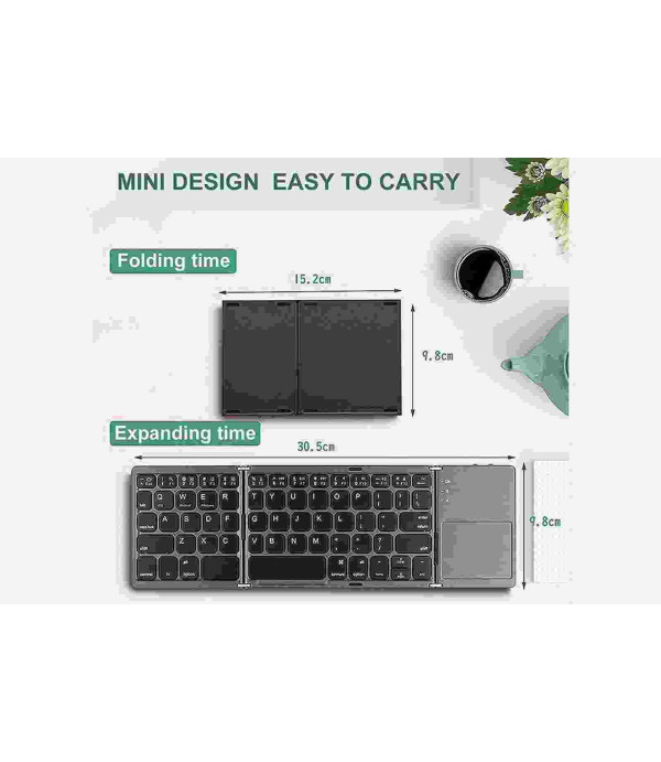 کیبورد بلوتوث تاشو با تاچ پد مدل Foldable Bluetooth Keyboard With Touch Pad B033