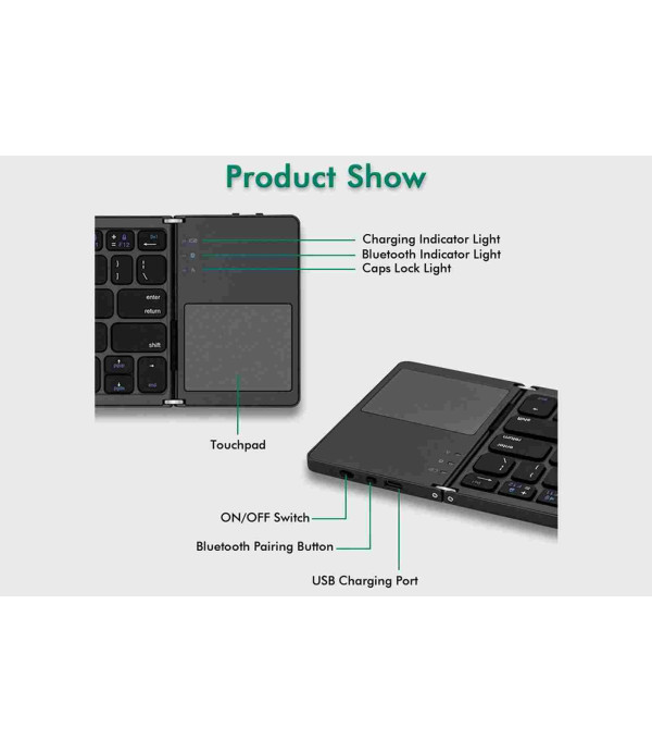 کیبورد بلوتوث تاشو با تاچ پد مدل Foldable Bluetooth Keyboard With Touch Pad B033
