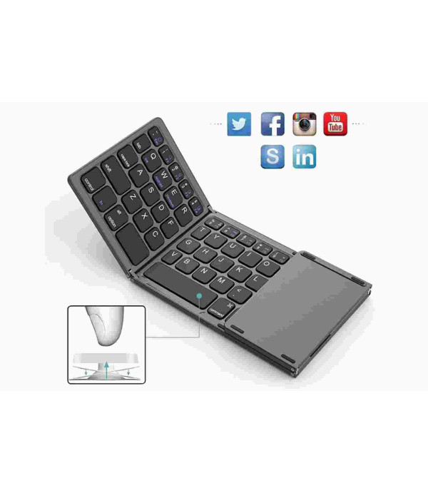 کیبورد بلوتوث تاشو با تاچ پد مدل Foldable Bluetooth Keyboard With Touch Pad B033