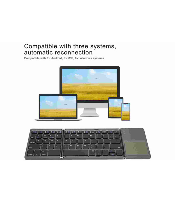 کیبورد بلوتوث تاشو با تاچ پد مدل Foldable Bluetooth Keyboard With Touch Pad B033