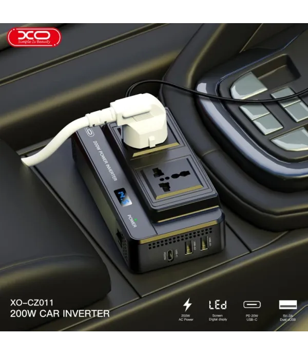 شارژر فندکی 200 وات و اینورتر ایکس او مدل CZ011