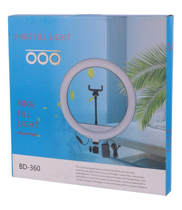 رینگ لایت 14 اینچ Ring Fill Light BD-360 با سه پایه 175 سانتی متری