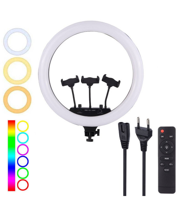 رینگ لایت 18 اینچ RGB LED MJ18 با سه پایه 175 سانتی متری