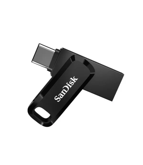 فلش مموری 64 گیگابایت سن دیسک مدل Ultra Dual Drive GO USB Type-C، دارای رابط‌های USB Type-C و USB 3.0، مقاوم در برابر ضربه، آب و گرد و غبار