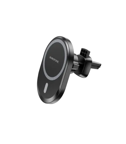 پایه نگهدارنده و شارژر بی سیم 15 وات بروفون مدل BOROFONE Magnetic Holder For Car Air Vent Wireless Charger BH201