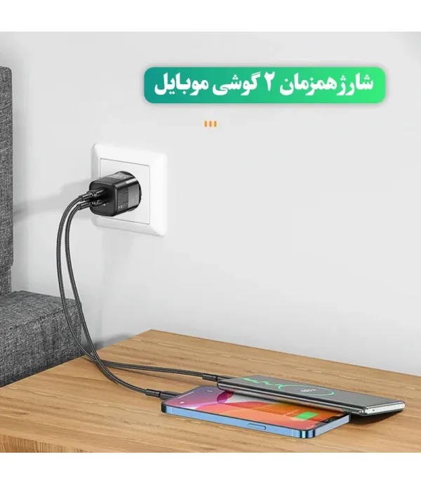 شارژر دیواری کولا (KUULAA) 33 وات GaN دو پورت مدل RY-U33-1