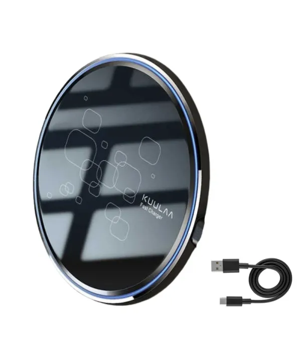 پد شارژ بی سیم (wireless) رو میزی کولا (KUULAA) 15 واتی فست شارژ با نور راهنما مدل KL-CD17