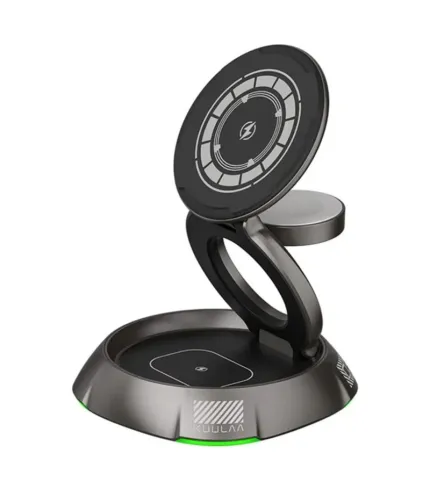 شارژر بی سیم (Wireless) مگ سیف 3 کاره کولا (KUULAA) 15 وات فست شارژ رو میزی مدل KL-CD72 با نور RGB