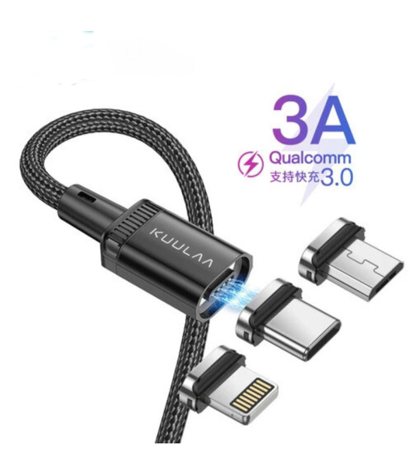 کابل شارژ و تبدیل  USB A به تایپ سی / لایتنینگ / میکرو مغناطیسی 3 در 1 کولا (KUULAA) 18 وات مدل KL-X25