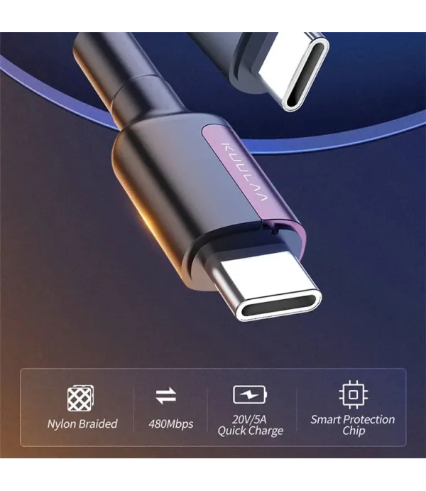 کابل شارژ و مبدل 2 سر تایپ سی 100 وات کولا (KUULAA) مدل KL-X31
