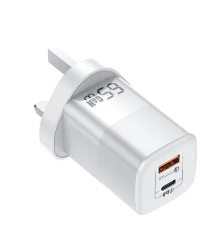 شارژر دیواری 65 وات GaN کولا دو پورت تایپ سی و USB A مدل KUULAA RY-U65A Wall Charger