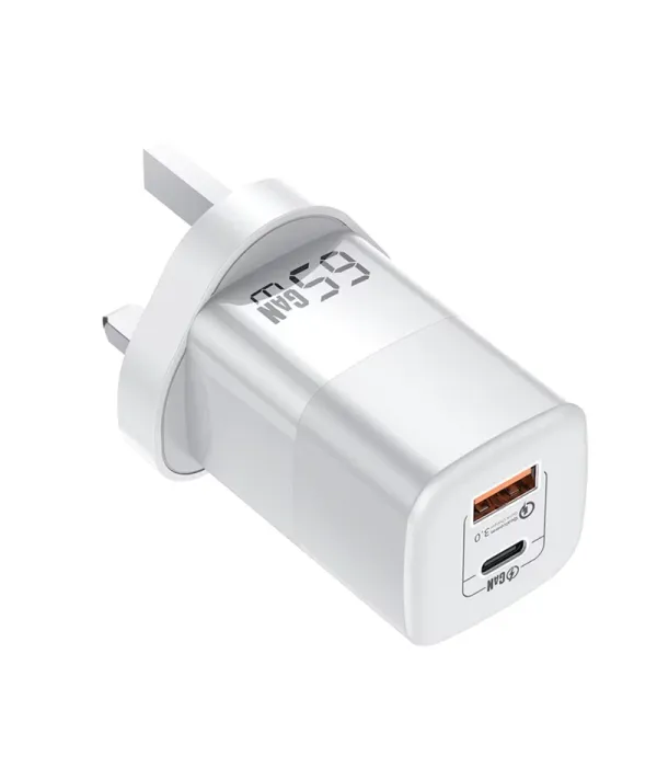 شارژر دیواری 65 وات GaN کولا (KUULAA) 2 پورت تایپ سی / USB A مدل RY-U65A