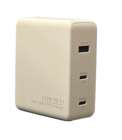 شارژر دیواری 140 وات GaN کولا 3 پورت تایپ سی و USB A با کابل 240 وات مدل KUULAA Wall Adaptor PST-140UC2-LB