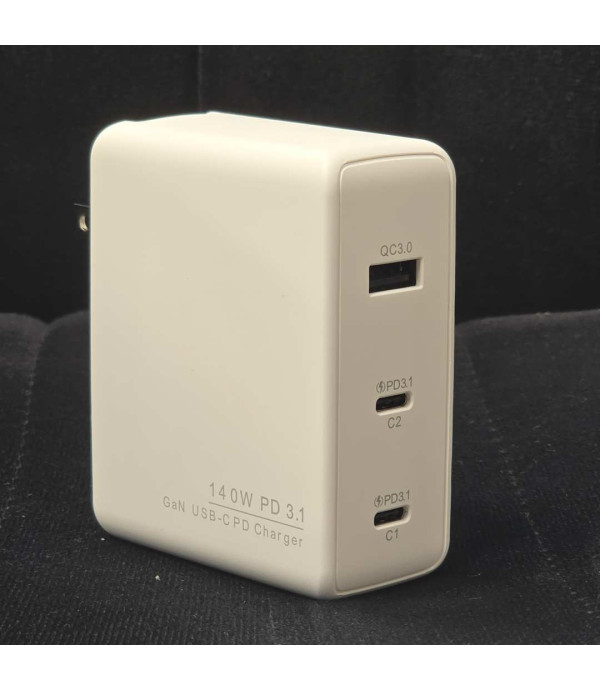 شارژر دیواری 140 وات GaN کولا 3 پورت تایپ سی و USB A با کابل 240 وات مدل KUULAA Wall Adaptor PST-140UC2-LB