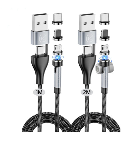 کابل شارژ و تبدیل USB A و  تایپ سی به تایپ سی / لایتنینگ / میکرو مغناطیسی با قابلیت چرخش 360 درجه  18 وات کولا (KUULAA) مدل KL-XAC57