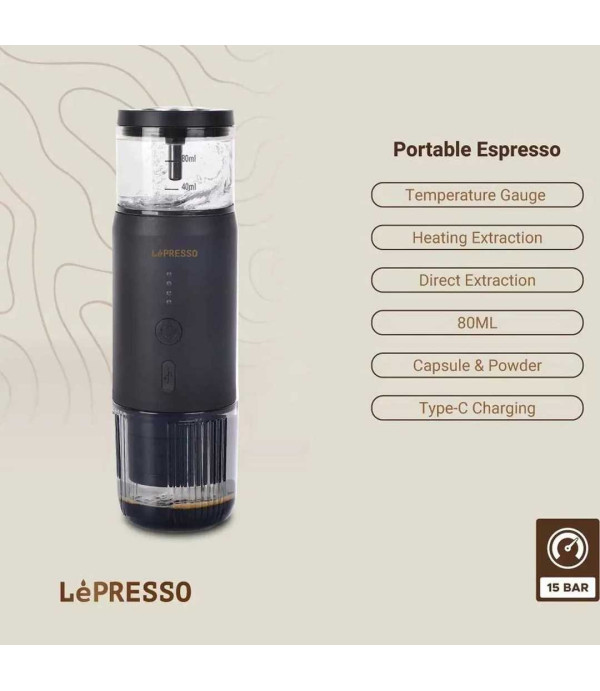 اسپرسوساز شارژی سفری لپرسو با قابلیت گرم کردن آب مدل LePresso Portable Espresso Machine With Heating Function LPCFFM0001
