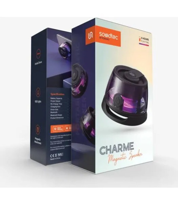 اسپیکر مینی قابل حمل بلوتوثی 3 وات اتصال مگ سیف RGB دار پرودو مدل Porodo Soundtec Charme Magnetic Speaker PD-STMS3W