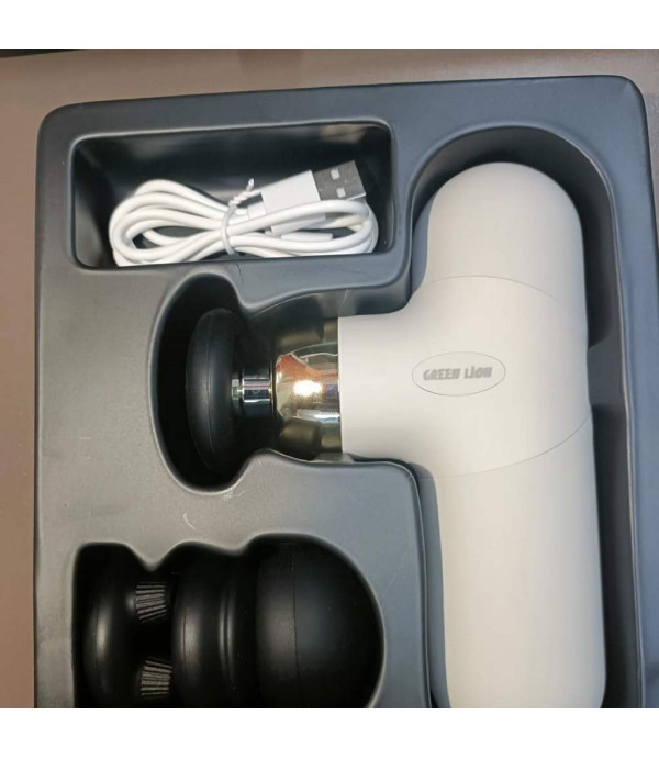 ماساژور شارژی چهار سرعته با 4 سری مختلف گرین لاین مدل Green Lion Premium Massage Gun Power GNPMASGUNBG