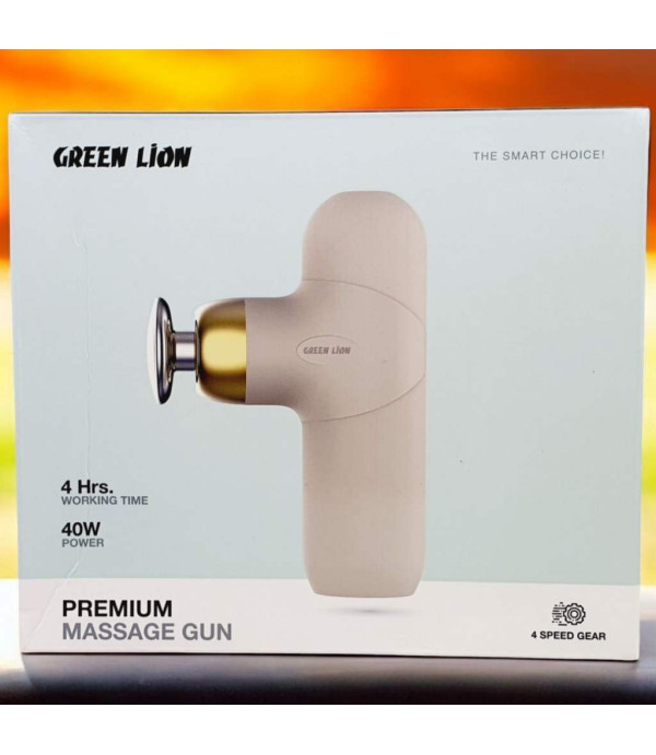 ماساژور شارژی چهار سرعته با 4 سری مختلف گرین لاین مدل Green Lion Premium Massage Gun Power GNPMASGUNBG
