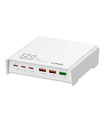 شارژر رومیزی یو اس بی و تایپ سی سوپر فست شارژ 120 وات الدینیو مدل Multi-ports Desktop Charging Station Q605 LDNIO 120W Multi-ports Desktop Charging Station Q605