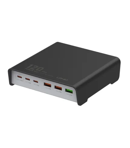 شارژر رومیزی 120 وات الدینیو مدل HUB CHARGER Q605