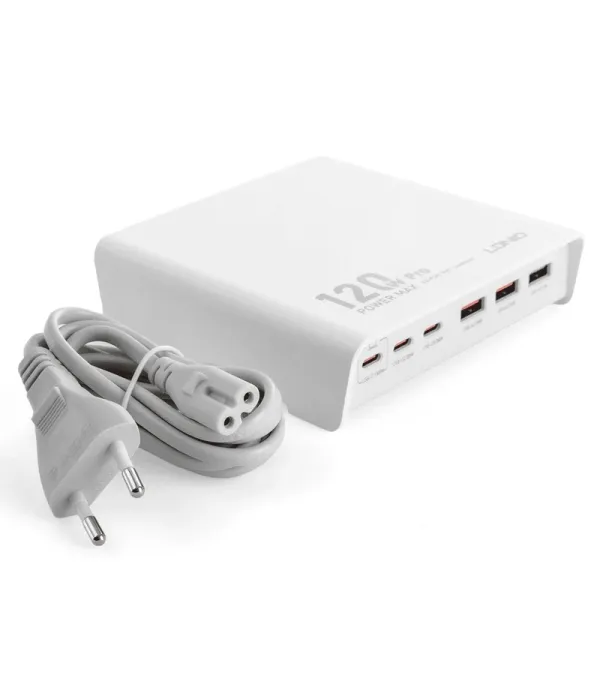 شارژر رومیزی 120 وات الدینیو مدل HUB CHARGER Q605