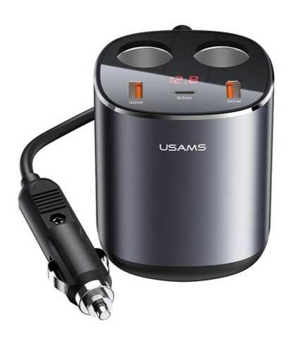 شارژر فندکی فوق فست‌شارژ ماشین 245 وات یوسمز USAMS US-CC151 C28 245W Fast Car Charger