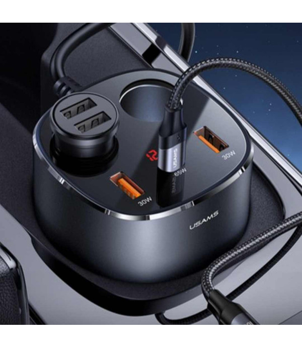 شارژر فندکی فوق فست‌شارژ ماشین 245 وات یوسمز USAMS US-CC151 C28 245W Fast Car Charger