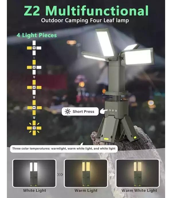 چراغ کمپینگ پایه دار فضای باز چهار جهته مدل CAMPING LIGHT Z2