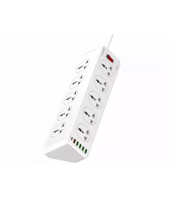 چندراهی برق 10 سوکت، 5 یواس‌بی و 1 تایپ‌‎سی الدنیو مدل Ldnio Power Strip 2500W SC10610