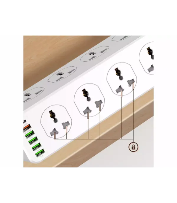 چندراهی برق 10 سوکت، 5 یواس‌بی و 1 تایپ‌‎سی الدنیو مدل Ldnio Power Strip 2500W SC10610